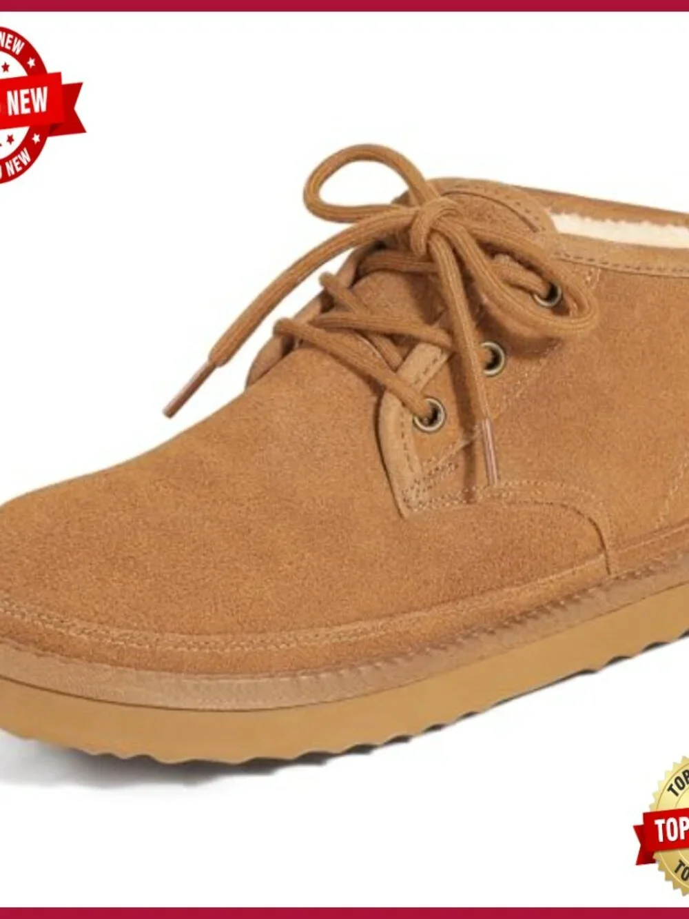 Genuine Suede Fur Lined Ankle Boots Lace Up Warm Winter Snow Booties